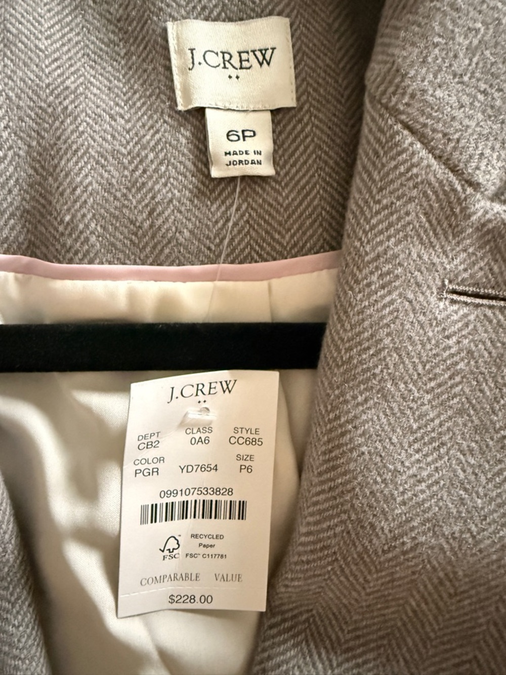 J. Crew Light Gray Tailored Single-Button Blazer - Picture 3 of 3